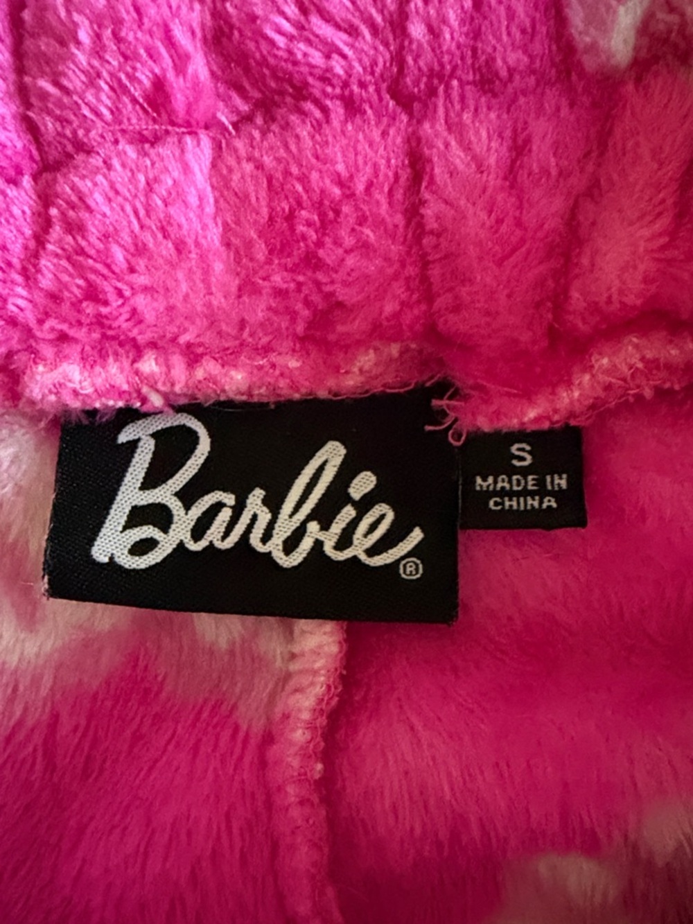 BARBIE Plush Lounge Shorts Pink Logo Fleece Pajama Sleep Shorts Size Small - Picture 9 of 14